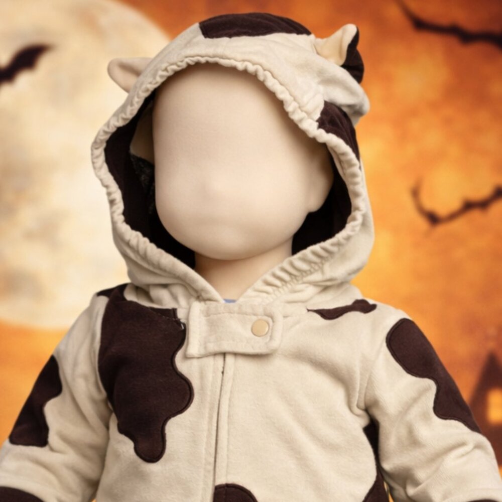 CRE8IONS COW Costume Hooded Infant Size 6 Months One-sie Hook Halloween